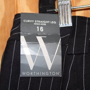 NWT Worthington Curvy Straight Leg Pinstripe Pants - Size 16
